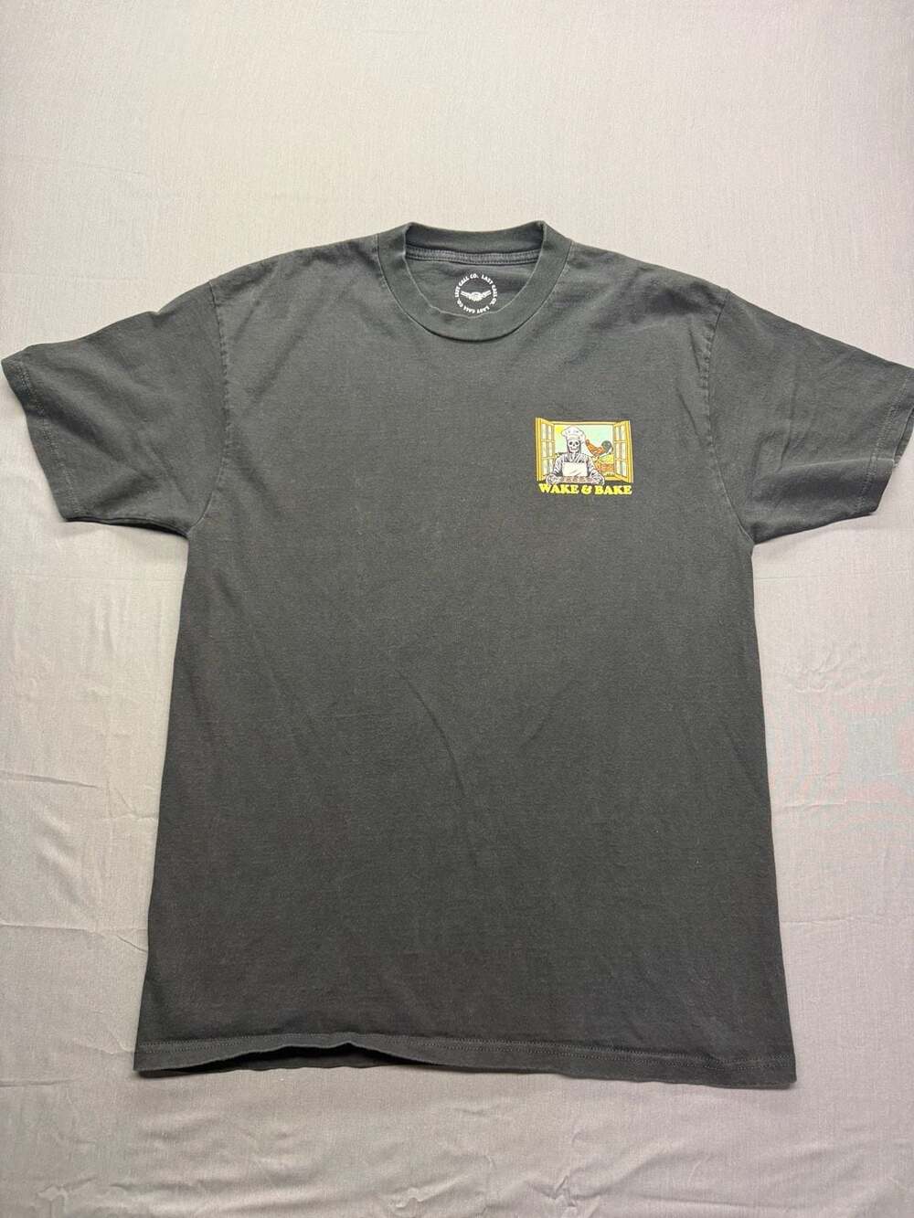 Last Call Co. Wake & Bake Skeleton Chef Graphic T-Shirt Black Medium